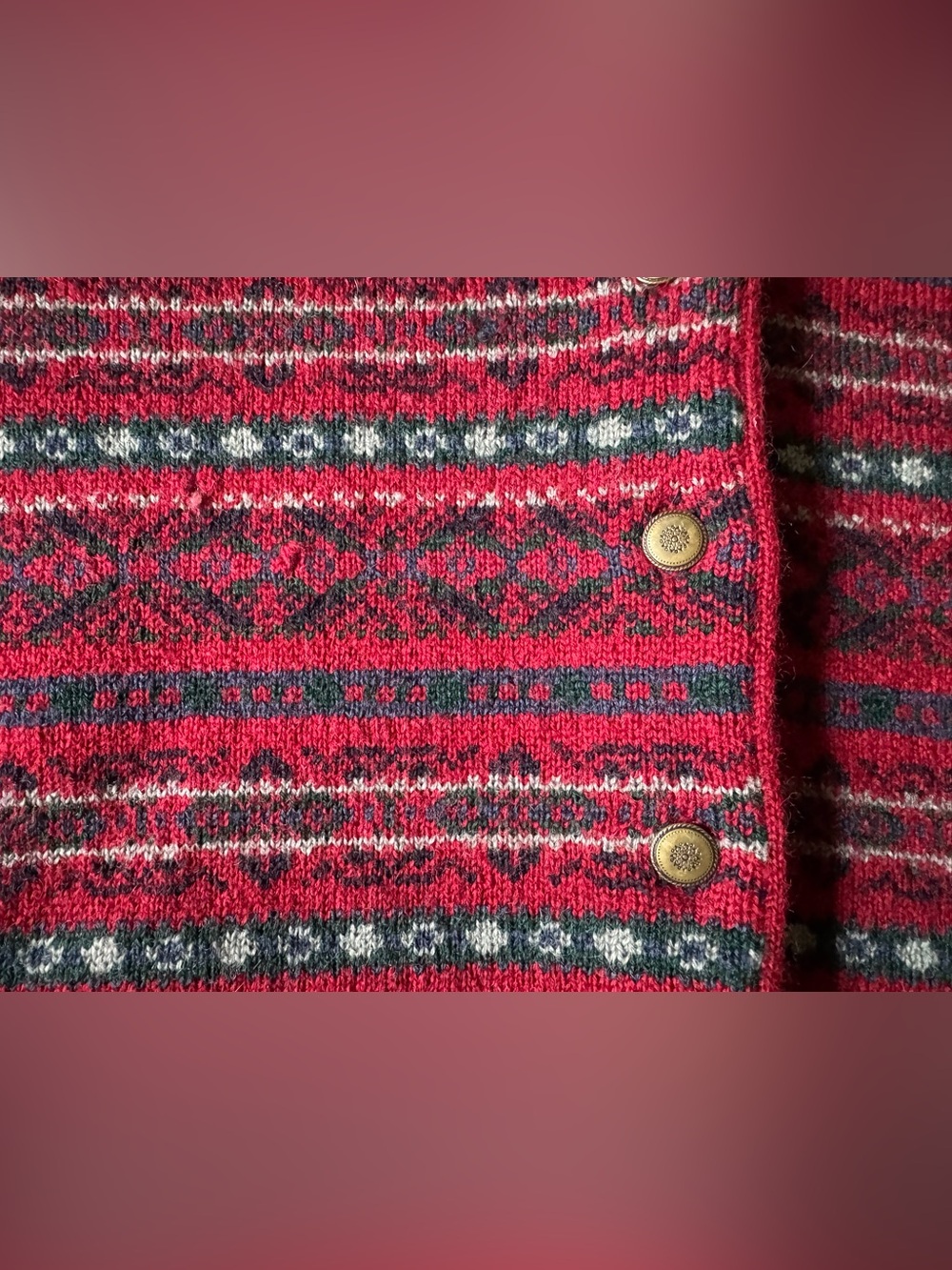 Vintage Fair Isle Wool Cardigan Jacket Tristan & Iseut Large - Picture 5 of 9